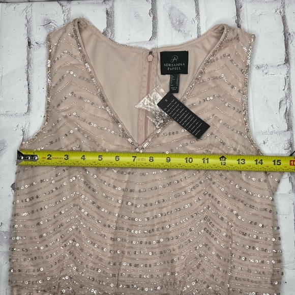 NWT Adrianna Papell Sleeveless Blousen Beaded Mini Dress Sz 8 Pink Glam Cocktail - Picture 5 of 10
